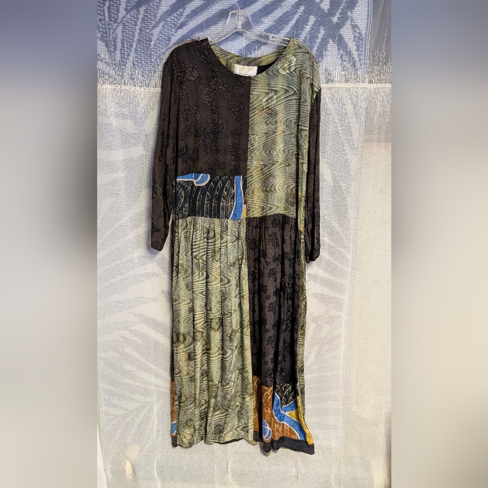 Fun And Original Long Sleeve Patchwork Dress